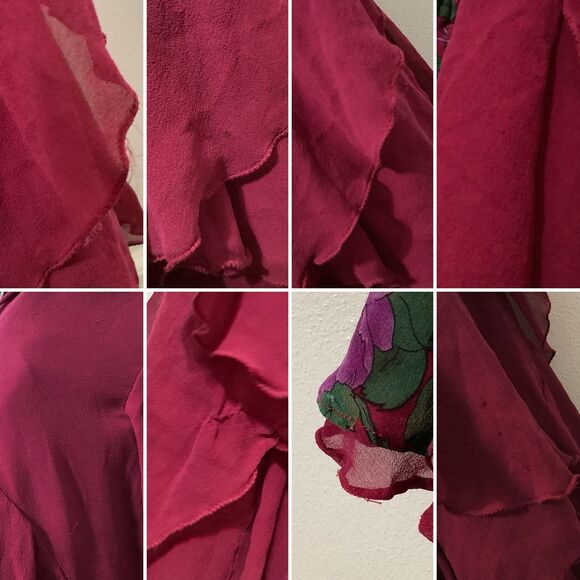 Vintage Maroon Bohemian Hippie Whimsygoth Romantic Dark Fairy Silk Maxi Dress OS - Picture 12 of 12